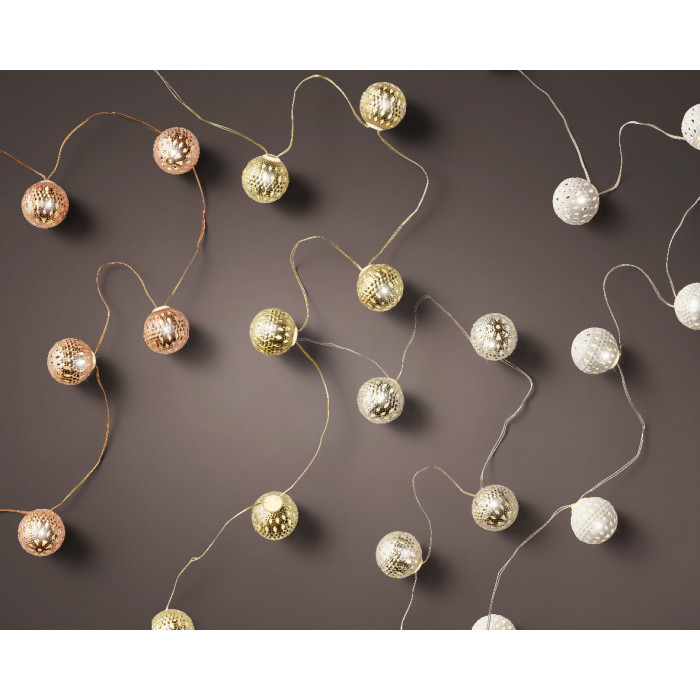 Dauwdruppel "Balletjes" goud - 110cm - 12 LED lampjes