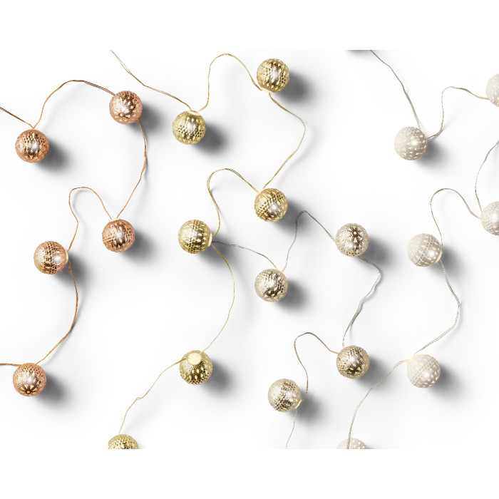 Dauwdruppel "Balletjes" goud - 110cm - 12 LED lampjes