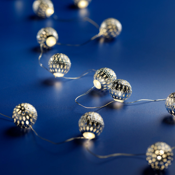 Dauwdruppel "Balletjes" goud - 110cm - 12 LED lampjes