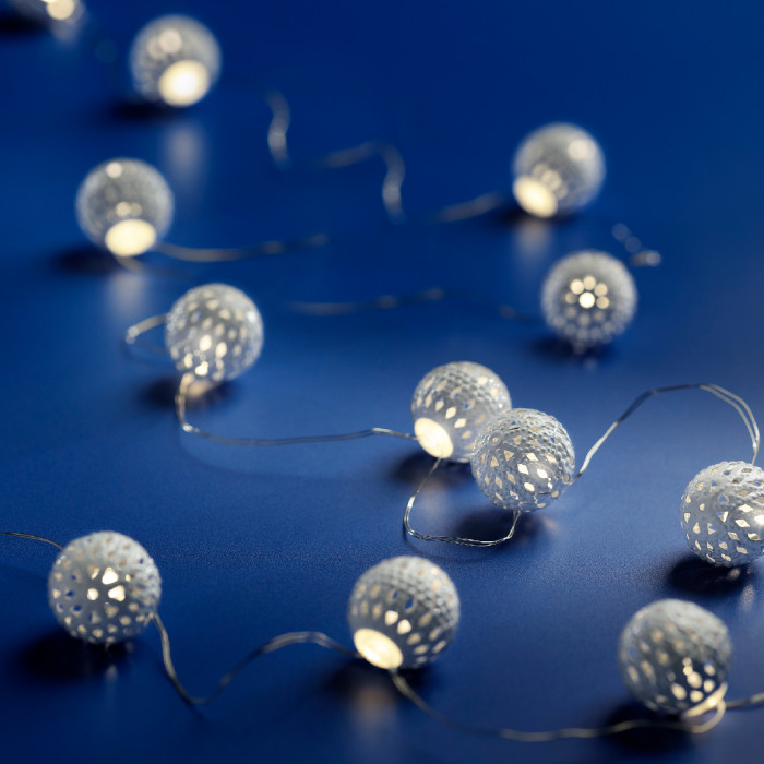 Dauwdruppel "Balletjes" goud - 110cm - 12 LED lampjes