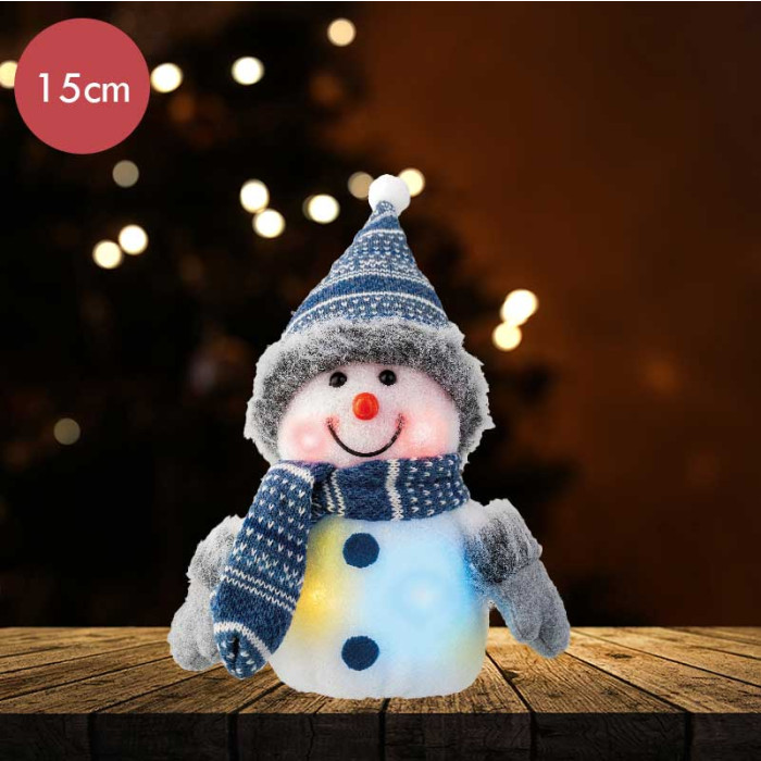 Blauwe sneeuwpop met veranderde kleuren LED verlichting 15CM