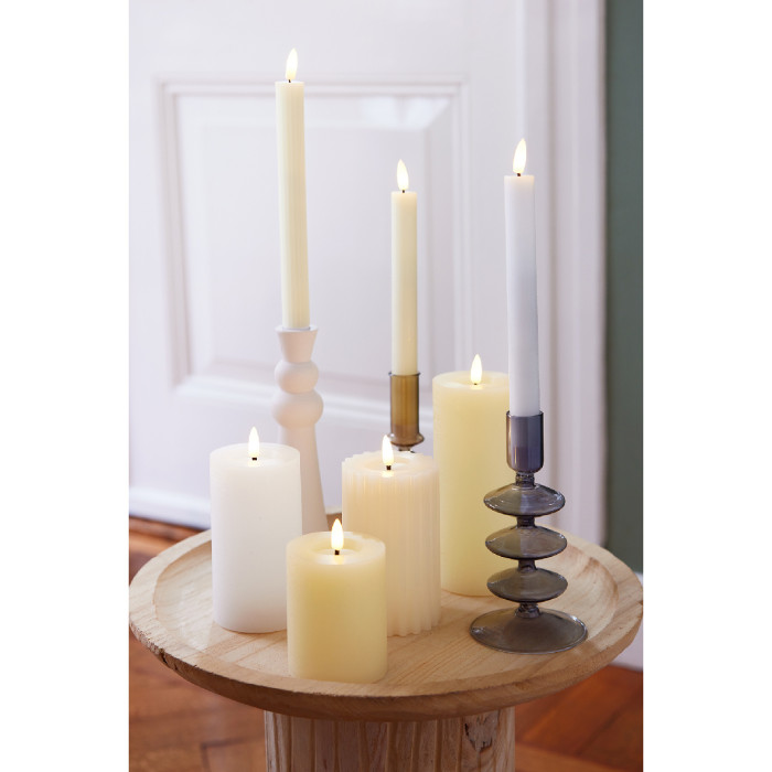 Set van 2 LED wax dinerkaarsen crème met timer - 24,5 cm