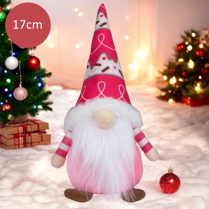 Handgemaakte Gnoom met Candy muts Roze - 17(27)cm