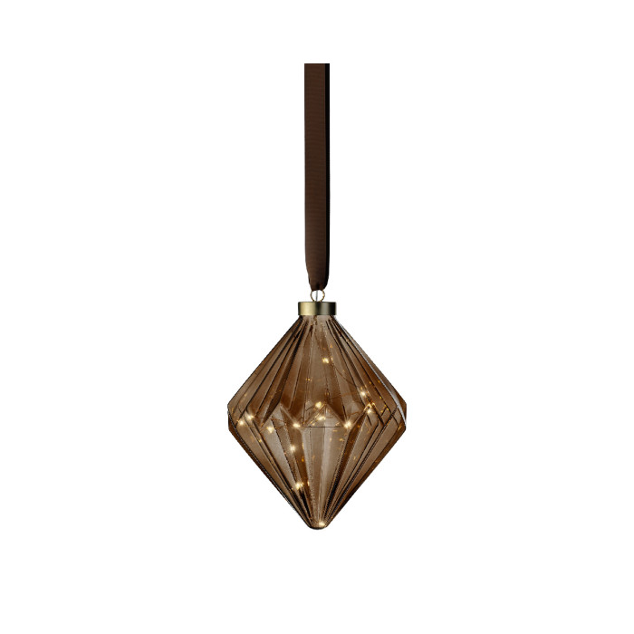 Kerst Diamant lamp - 15 LED lampjes - Bruin - 16cm