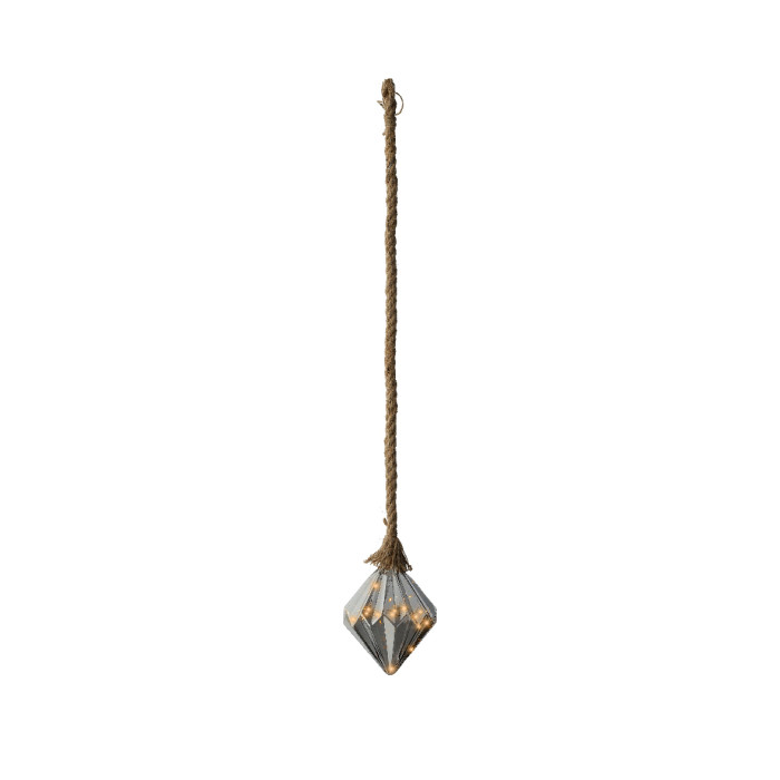 Kerst Diamant lamp - 15 LED lampjes - Grijs - 16cm