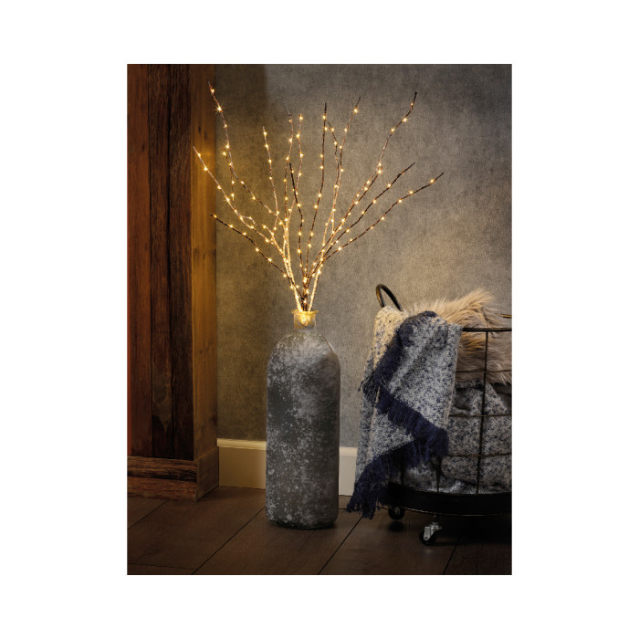Kunststof kersttakken bruin met 150 micro LED lampjes - 90CM 