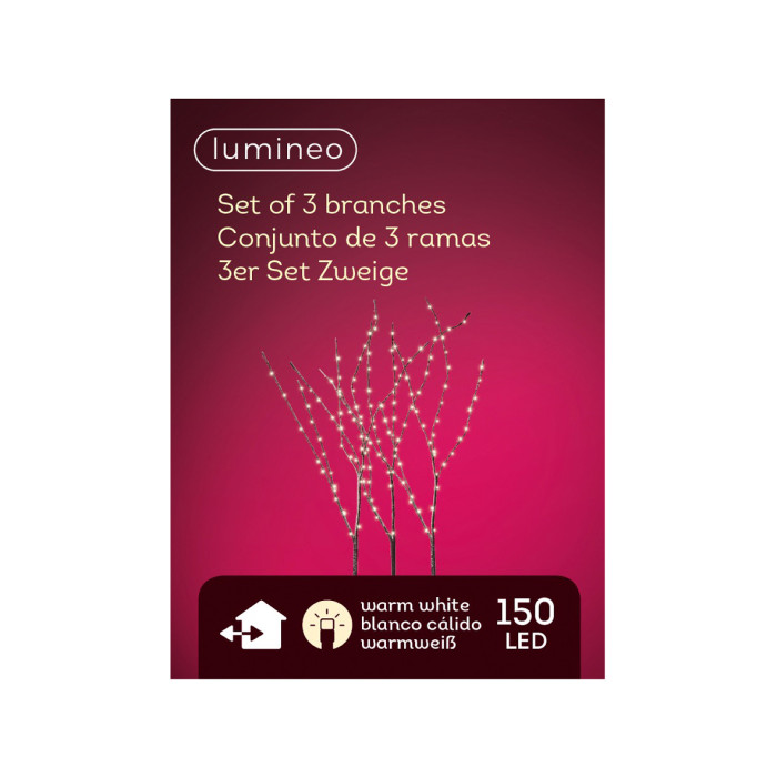 Kunststof kersttakken bruin met 150 micro LED lampjes - 90CM 