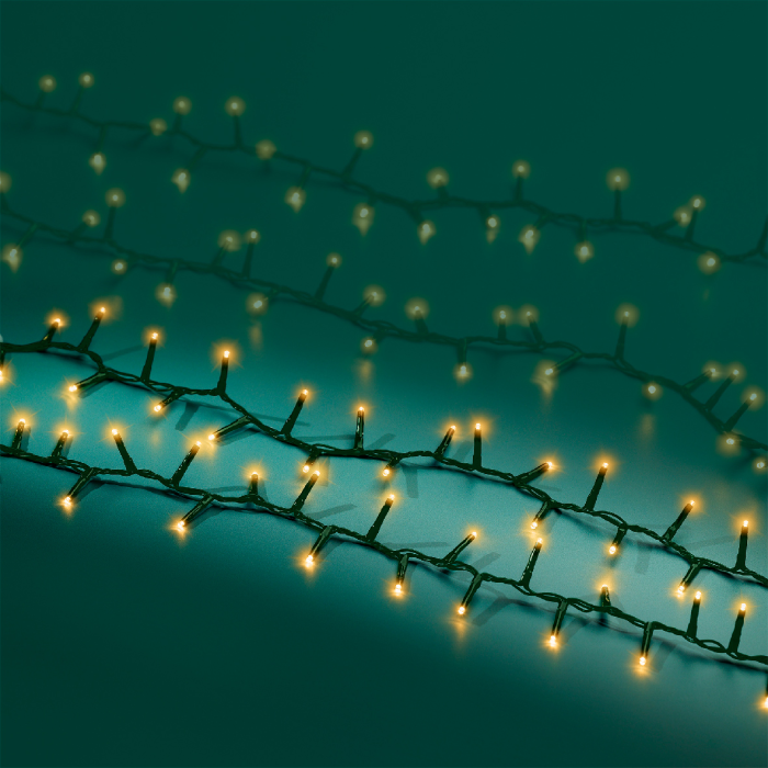 15m LED Compact Kerstverlichting met 8 twinkel effecten - 600 lampjes - Goud