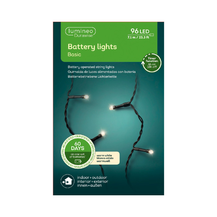 Kerstverlichting op batterij  - 7,1M - 96 lampjes
