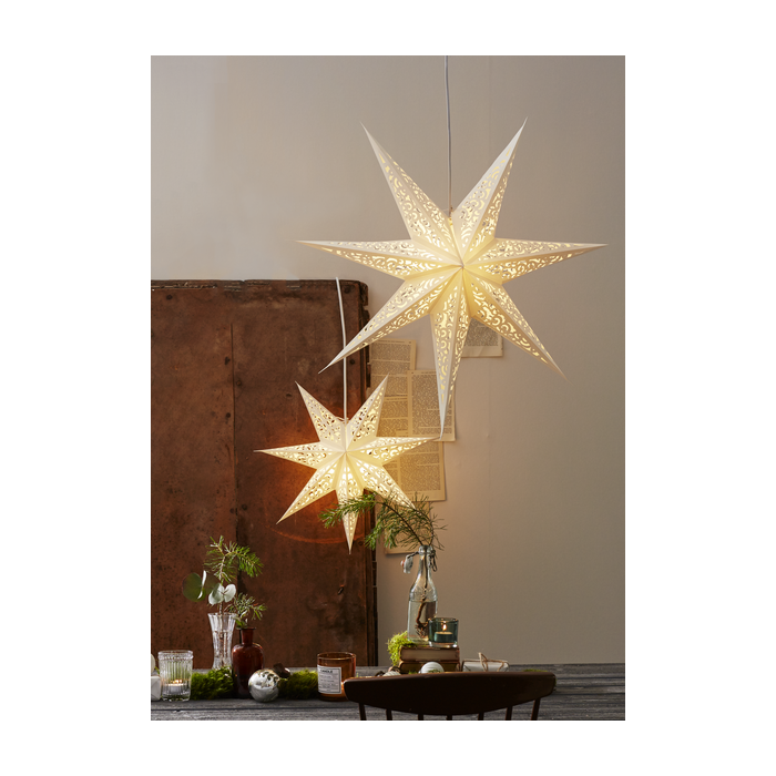 Wit hangende kerstster Lace  - 45 cm