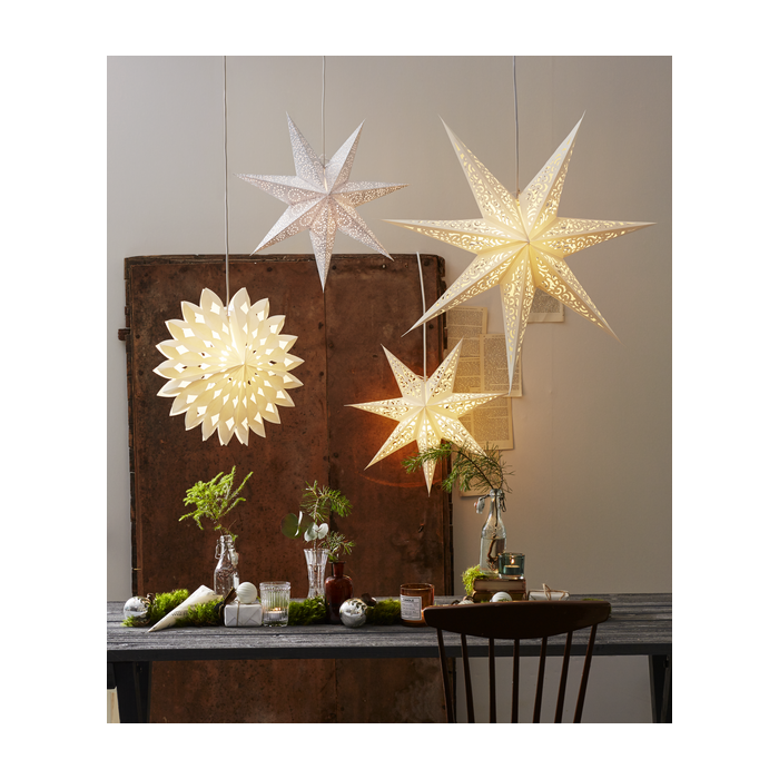 Wit hangende kerstster Lace  - 45 cm