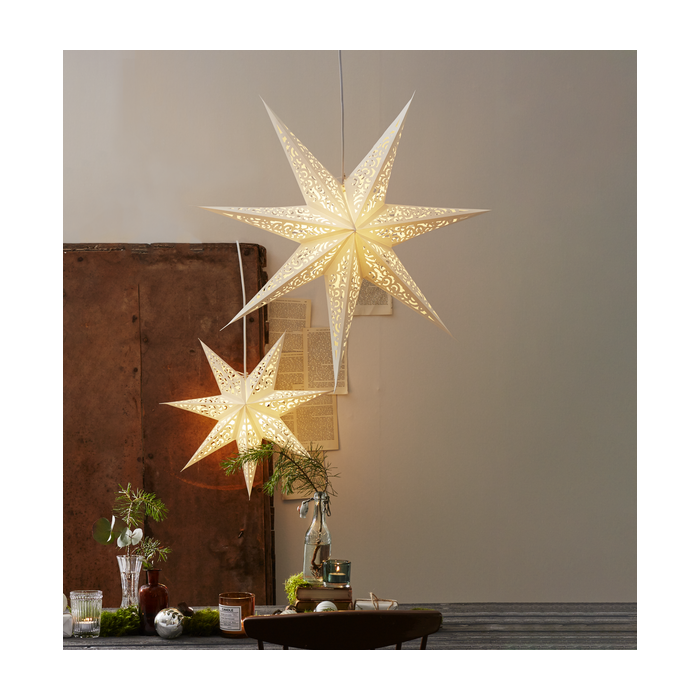 Wit hangende kerstster Lace  - 45 cm