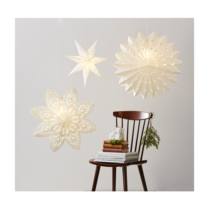 Wit hangende kerstster Lace  - 45 cm