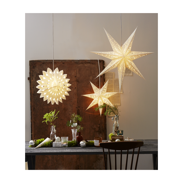 Wit hangende kerstster Lace  - 45 cm