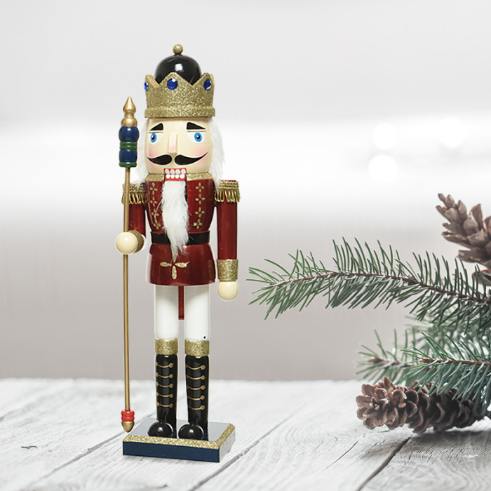  Notenkraker rood blauw met gouden dirigeerstok - 25CM 