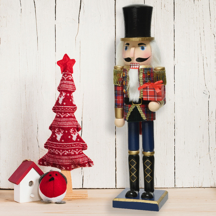 Notenkrakers met cadeau en trompet- Duo - 38CM