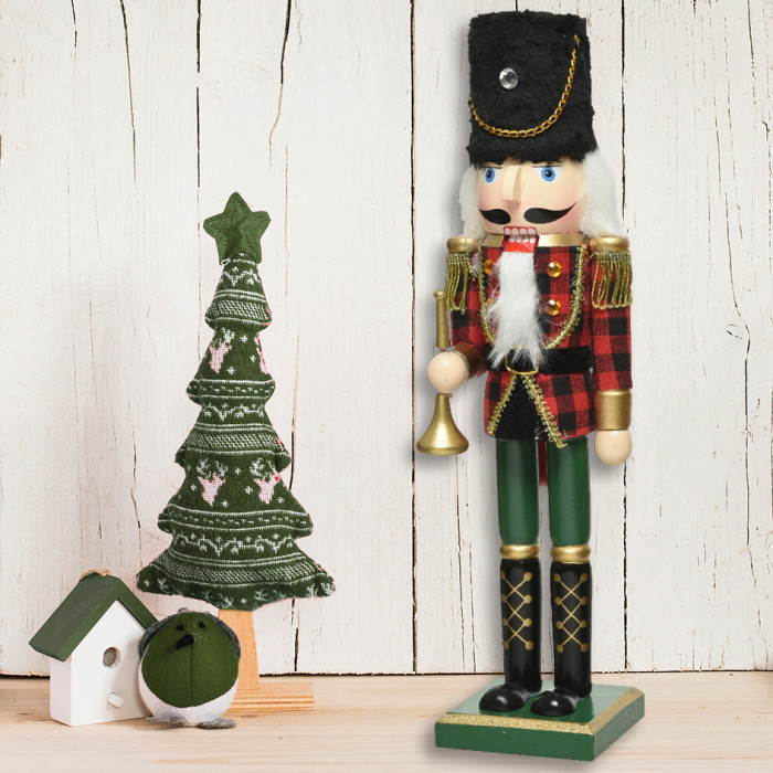 Notenkrakers met cadeau en trompet- Duo - 38CM