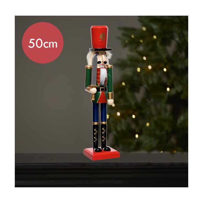 Notenkraker groen rood met zwaard - 50CM 