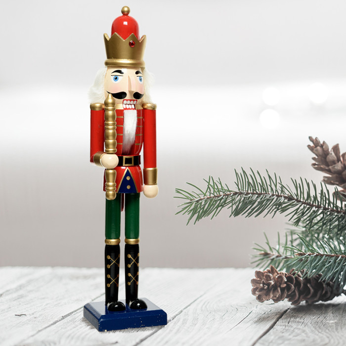 Notenkraker rood blauw met dirigeerstok - 25CM 