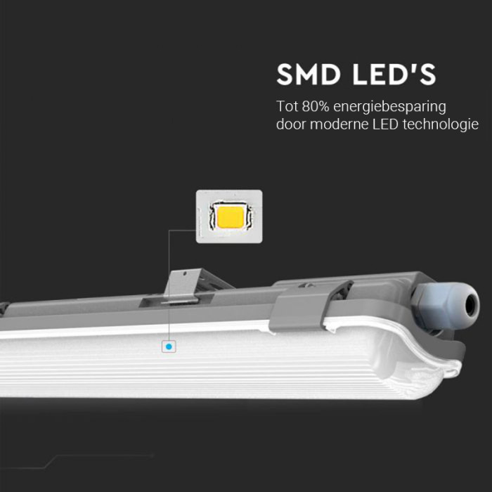  IP65 Enkel LED TL armatuur incl. Led buis | 120cm - 6000K