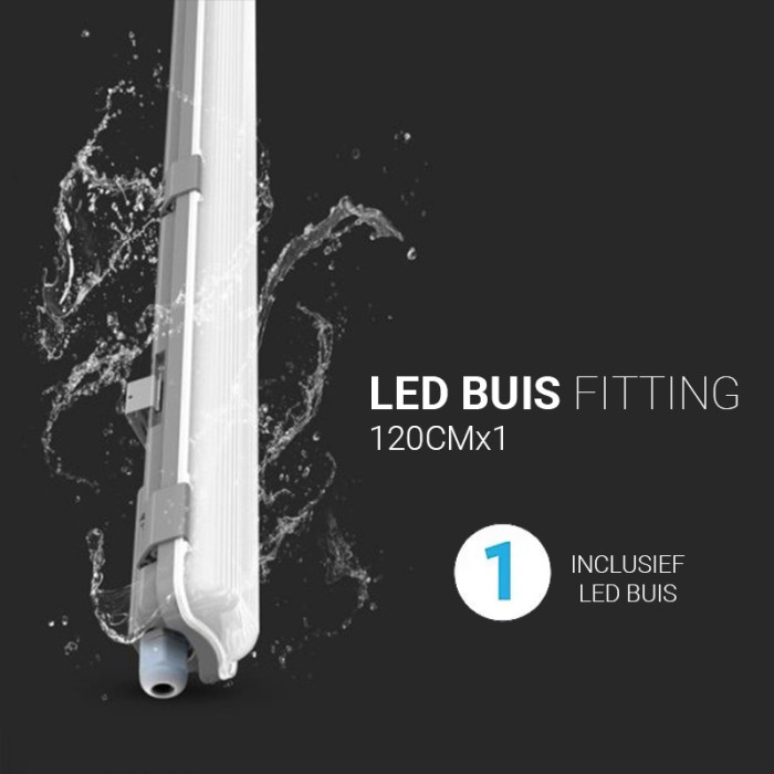  IP65 Enkel LED TL armatuur incl. Led buis | 120cm - 6000K