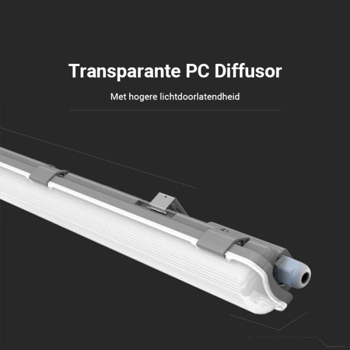  IP65 Enkel LED TL armatuur incl. Led buis | 120cm - 6000K