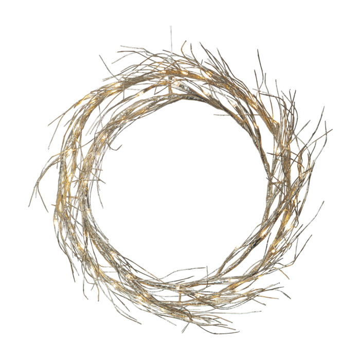 Gouden kerstkrans / deurkrans met 50 LED lampjes - 45 cm 