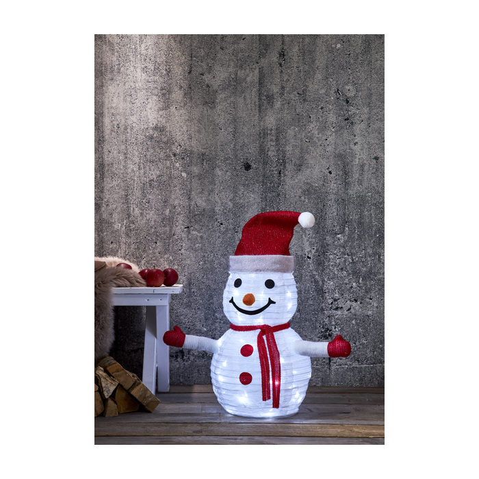 3D Sneeuwpop met 45 LED lampjes - 70 cm