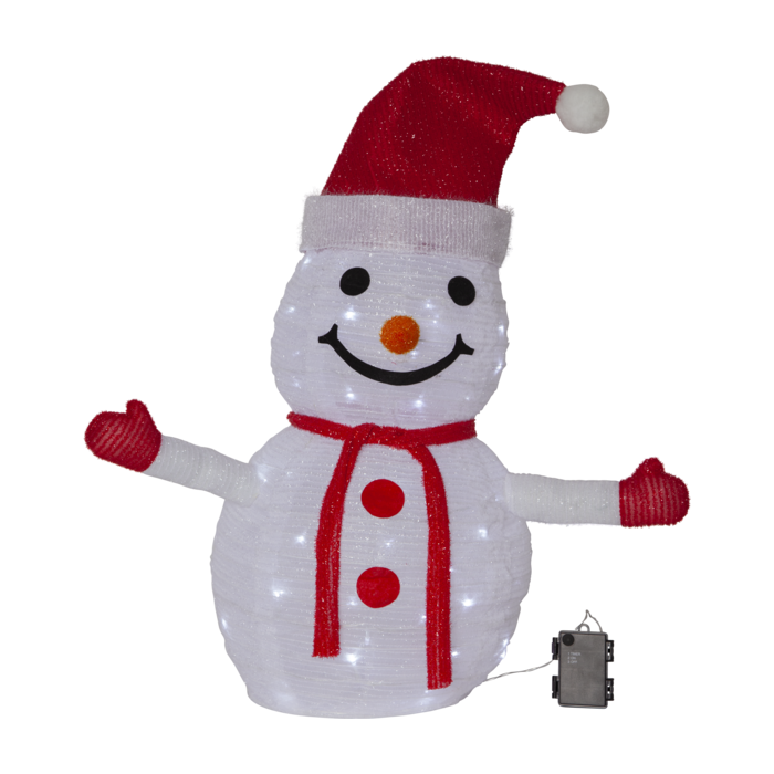 3D Sneeuwpop met 45 LED lampjes - 70 cm
