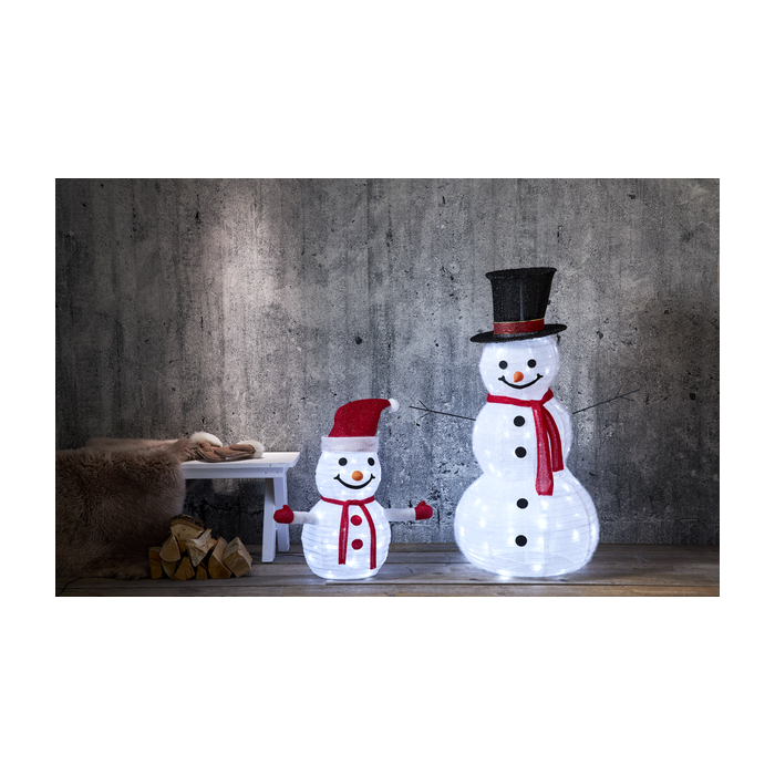 3D Sneeuwpop met 45 LED lampjes - 70 cm