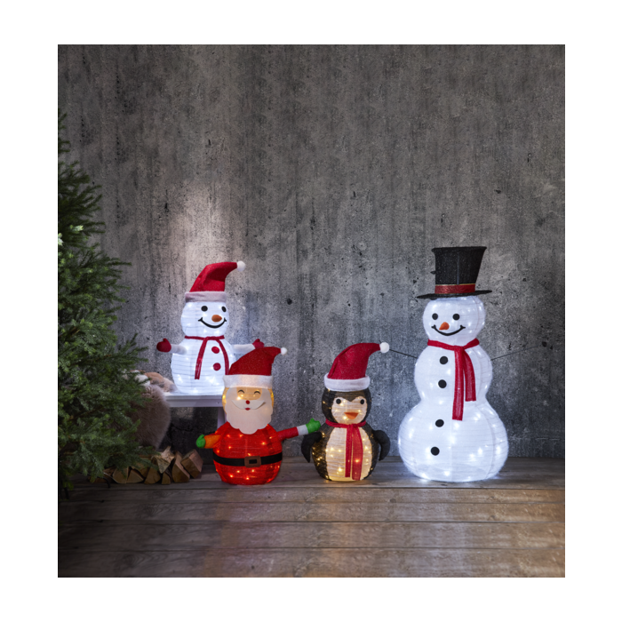 3D Sneeuwpop met 45 LED lampjes - 70 cm