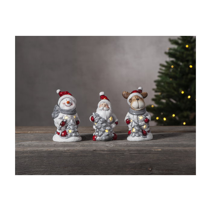 Verlichte Kerstman met boom - 14cm