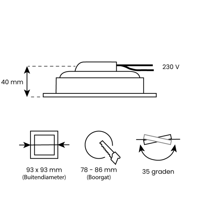 Premium platte Inbouwspot | Thilo