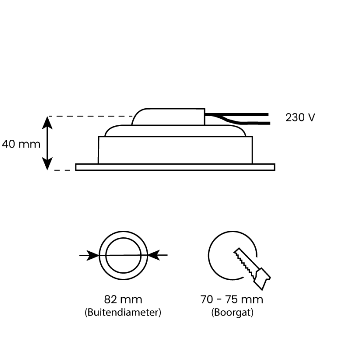 IP65 Platte "3-step" inbouwspot | Ruth