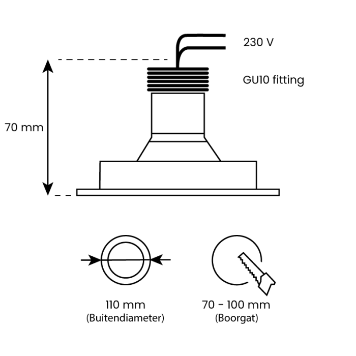 IP65 LED inbouwspot Lava