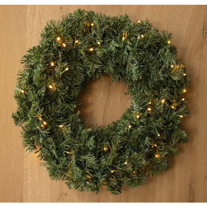 Kerstkrans / Deurkrans 60CM met LED verlichting - 50 lampjes 