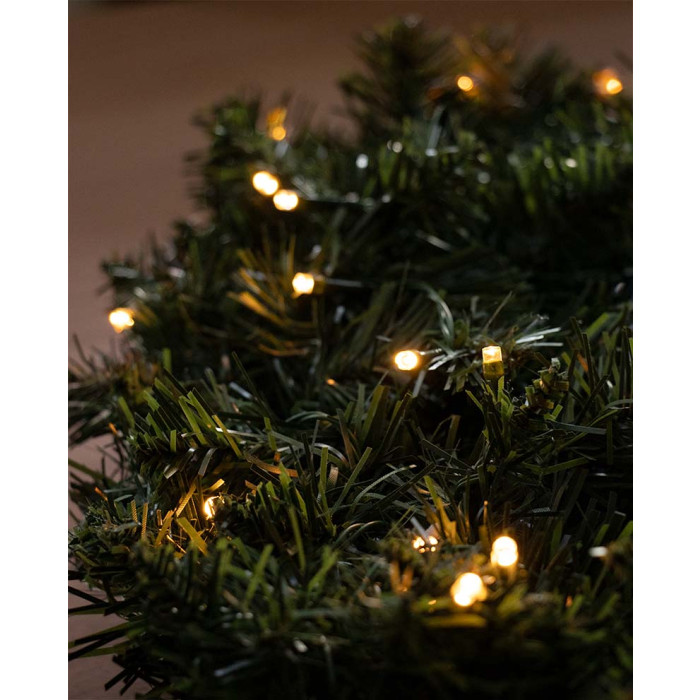 Kerstkrans / Deurkrans 60CM met LED verlichting - 50 lampjes 