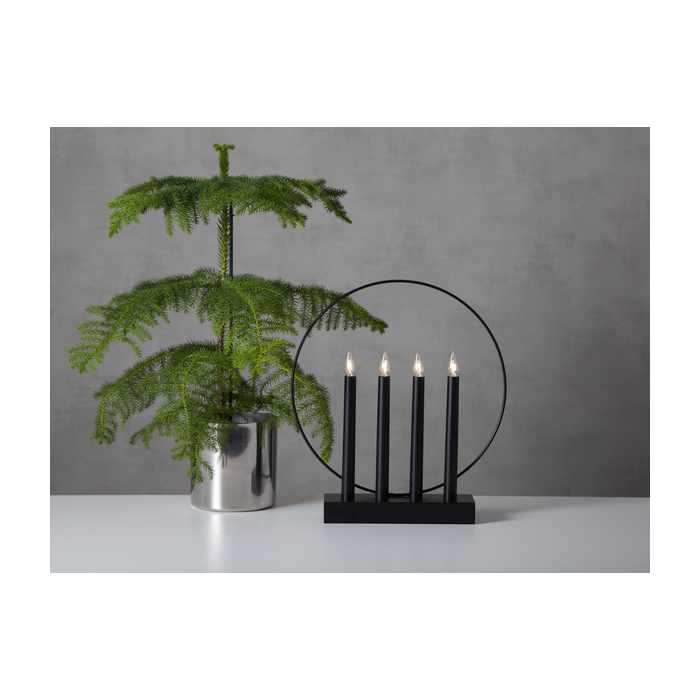 LED kandelaar "Glossy Zwart" - 35cm