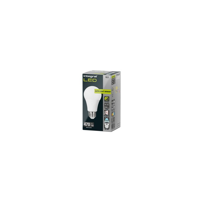 Schemersensor - Standaard bol - E27 - 4.8W - Helder Wit - 5000K - Opaal