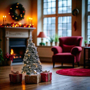 Pop-up kerstboom met sneeuw en 50 LEDs - 60 cm 