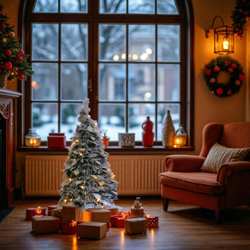 Pop-up kerstboom met sneeuw en 25 LEDs - 45 cm 