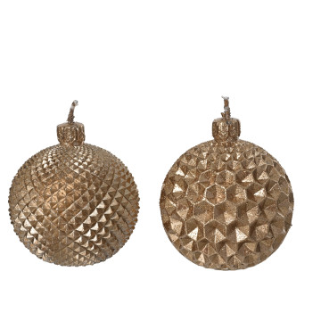 Set van 2 kerstbal kaarsen - espresso - ø6 x 6,5 cm