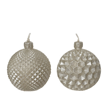 Set van 2 kerstbal kaarsen - champagne - ø6 x 6,5 cm