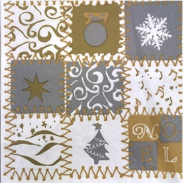 Set van 20 kerstservetten met gouden kerstmotief 33 x 33 cm
