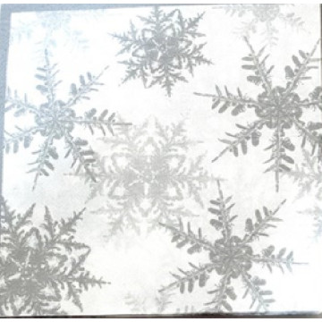 Set van 20 kerstservetten met zilveren sneeuwvlokken 33 x 33 cm