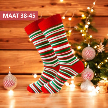 Gestreepte Kerstsokken voor volwassenen - maat 38-45