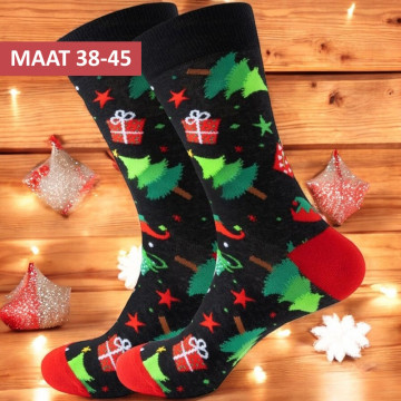 Kerstsokken met kerstbomen - maat 38-45