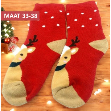 Rode Kerstsokken voor kinderen met rendier- maat 33-38