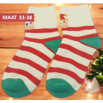 Kinder kerstsokken gestreept maat 33-38