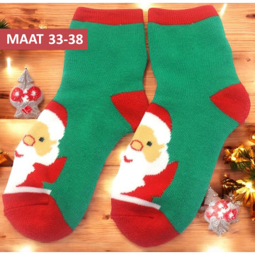 Groene Kerstsokken met kerstman - maat 33-38